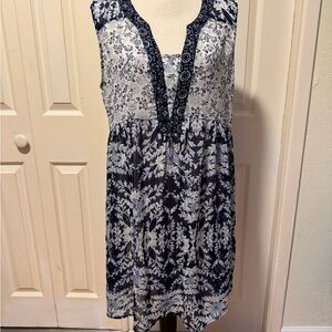 Navy and White Sleeveless Dress